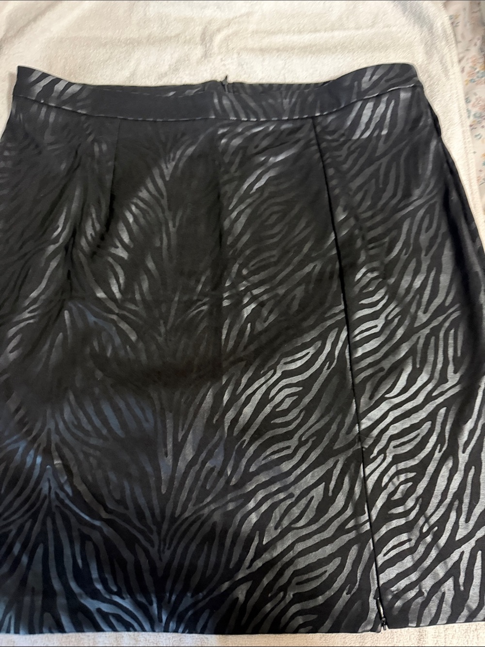 Ashley Stewart Black Zebra-Print Mini Skirt